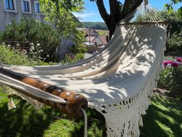 Hamac panaméen tissé main style macramé vintage 1984 neuf