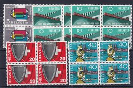 Schweiz: Werbemarken 1957 / Postfrische Vierblöcke