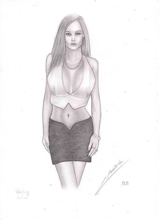 Gemälde: Working girl - dessin original a4 signé – Gebraucht aus Ecublens VD von Largo1