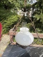 Hängelampe Milchglas mit Kette und Glaszylinder neu