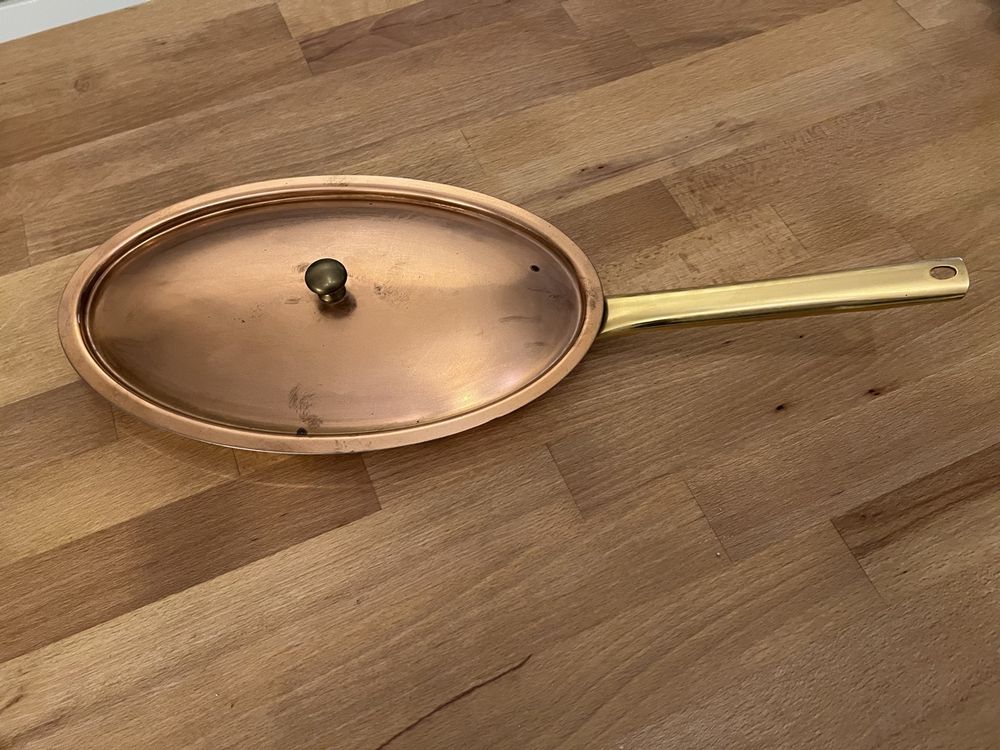 Poêle En Cuivre Étamé 21 Cm Avec Poignée Laiton - Qualité Pro Fabriquée En Italie