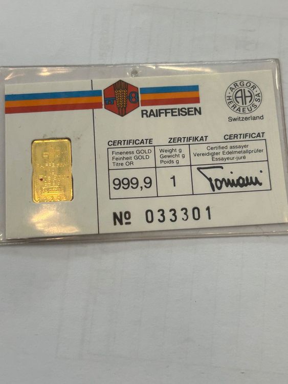 Metalli preziosi: 1 Gramm goldbarren – Usato da herisau venduto da hb_gold