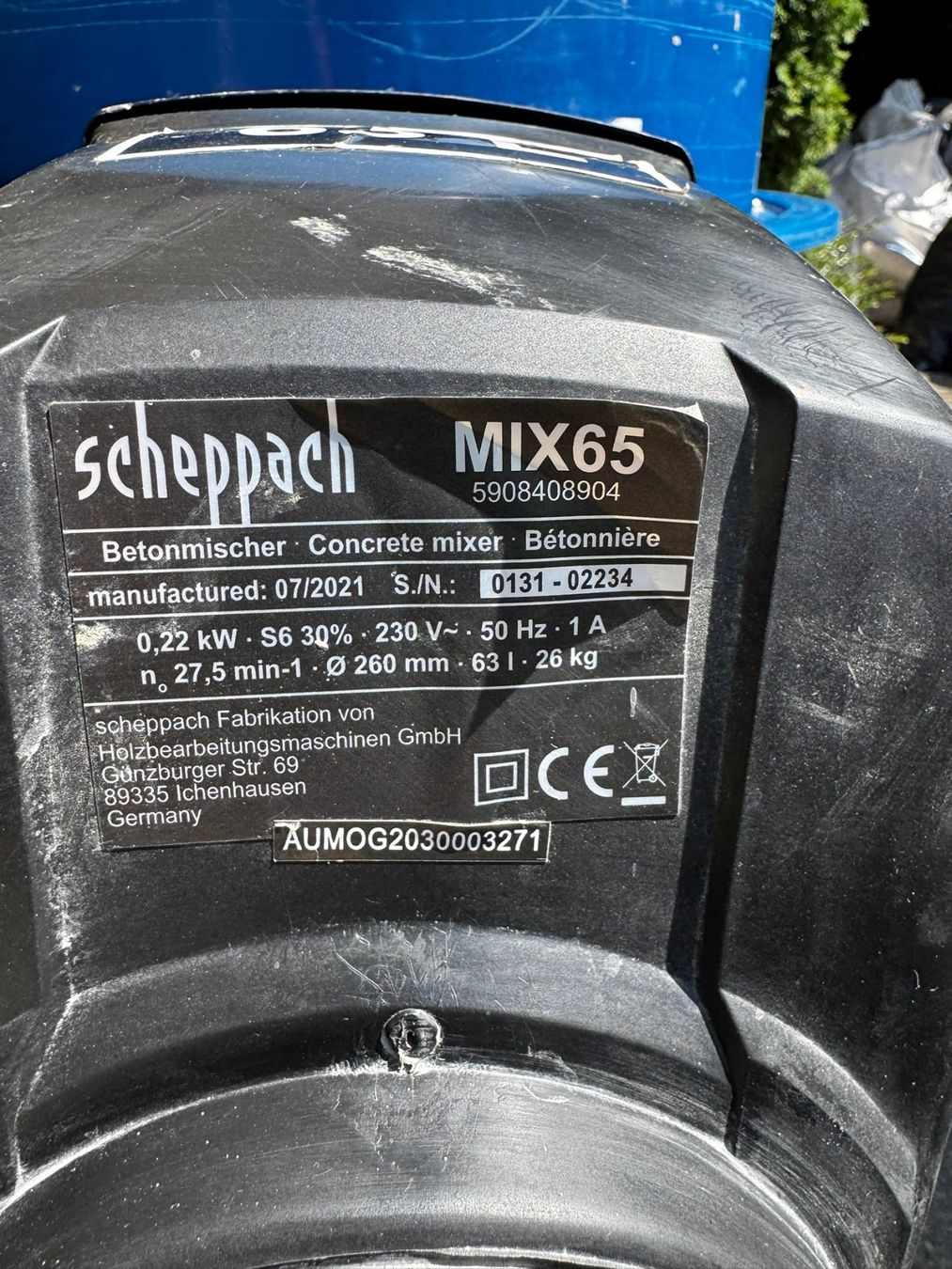 Scheppach Tutte le macchine: Betonmischer Scheppach  63L – Usato da Obfelden venduto da Jacomo05 1
