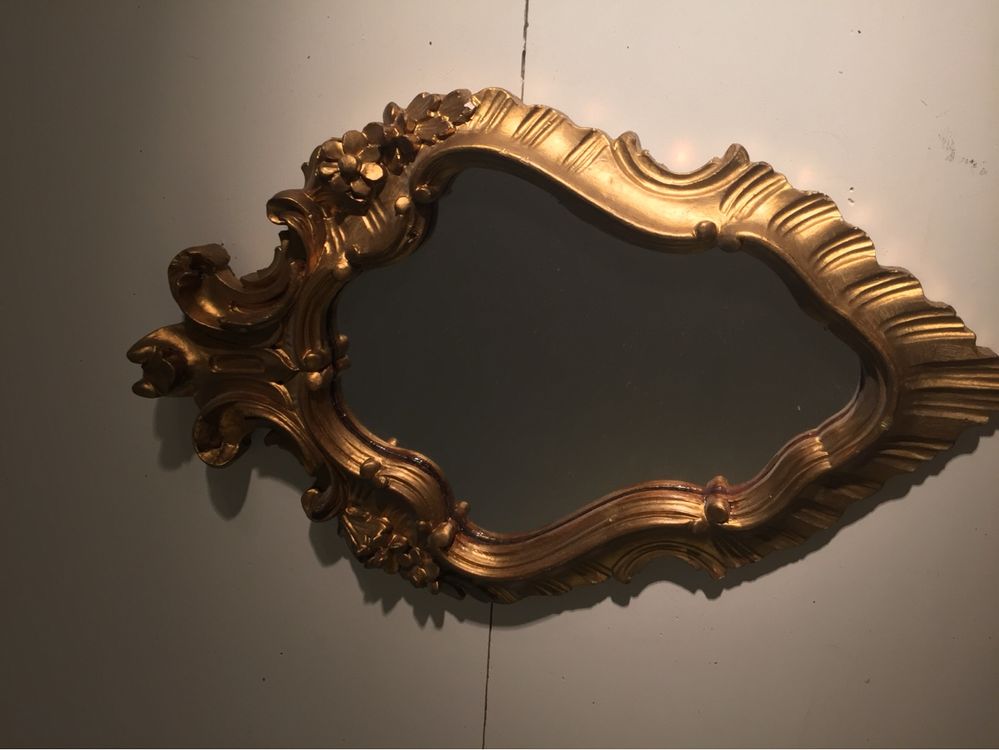 Miroir Mural Baroque Ancien Or Et Argent - Dimensions 96x57 Cm - Neuf - Style Rococo