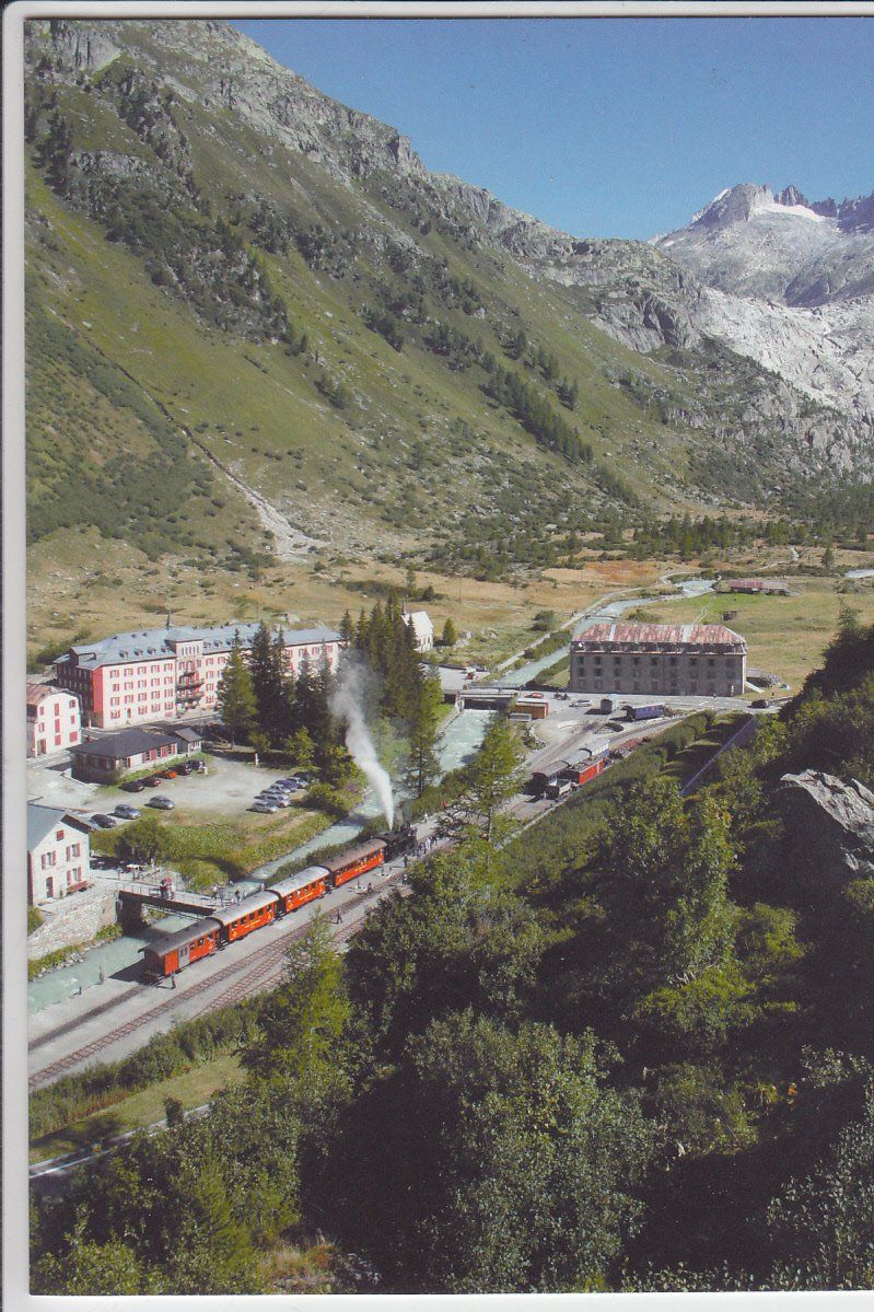 Cartoline postali: Gletsch   VS   -  Furka-Oberalp-Bahn / Dampfbahn – Usato da Brig venduto da Valcards54