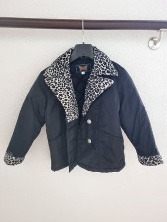 Teddys Übergangsjacke Gr. 8, schwarz, Leo-Kragen