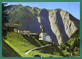 Binn, Kirche mit Breithorn, ungelaufen, Grossformat, ca.1965