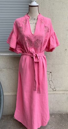 Splendide robe rose SISSEL EDELBO style caftan chic neuf t.S