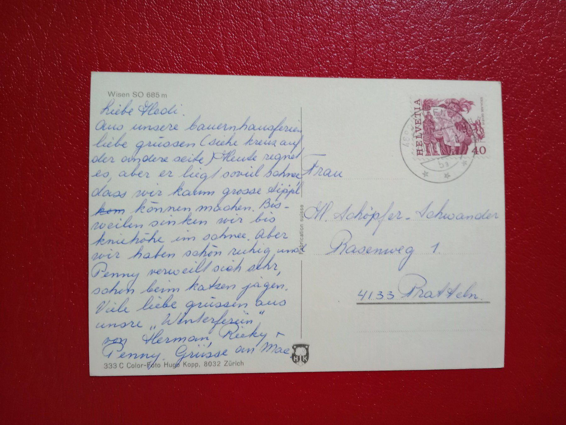 Cartoline postali: Wisen Solothurn Gesamtansicht 1981 – Usato da Küttigen venduto da Melisch1000 1