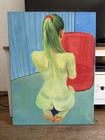 Original Painting: Gemälde Woman Akt, HEILIGER STUHL Unique