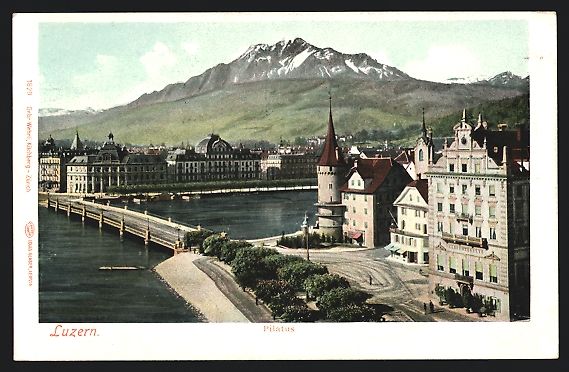 Cartoline postali: AK Luzern, Ortsansicht mit Pilatus – Usato da Berlin venduto da bartko-reher