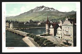 AK Luzern, Ortsansicht mit Pilatus