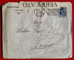 ITALIEN ITALIA TORINO MILANO POST ESTERA ZENSUR CENSURA 1917