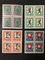 J33-36 **, Kantons- +Schweizerwappen, 1925, Viererblöcke
