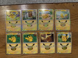 8 Pokemon Pikachu Karten Set Jubiläum neuer Zustand