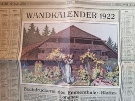 Wand Kalender 1922 Emmenthaler-Blatt Langnau