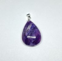 Natürlicher Charoit Anhänger, 925 Sterling Silber