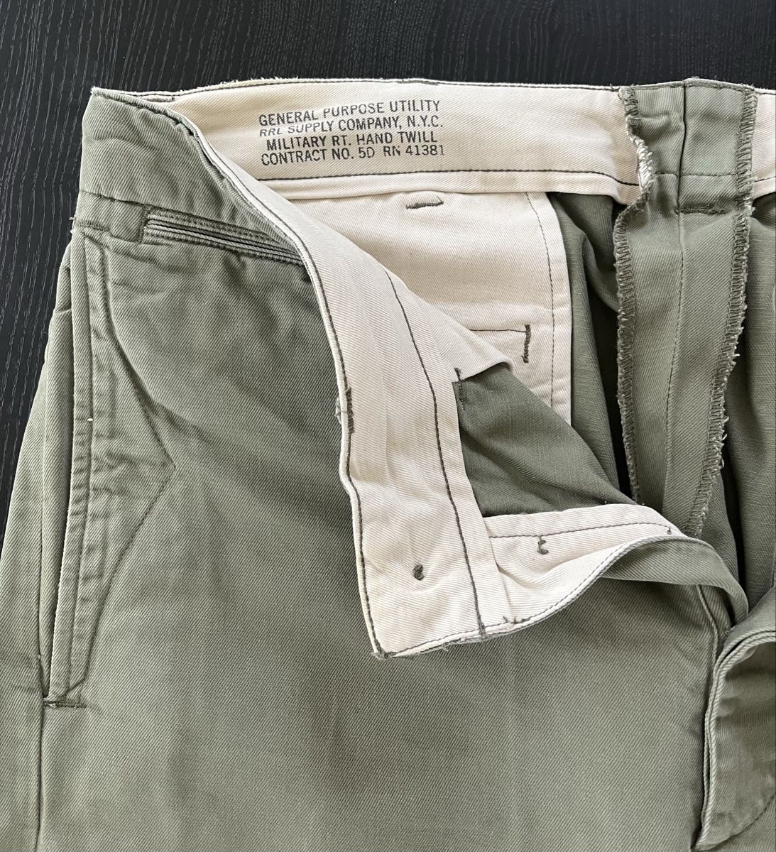 Ralph Lauren Pantaloni: Double RL Officer Chinos Olive Green – Usato da Unterägeri venduto da Bluto36 3