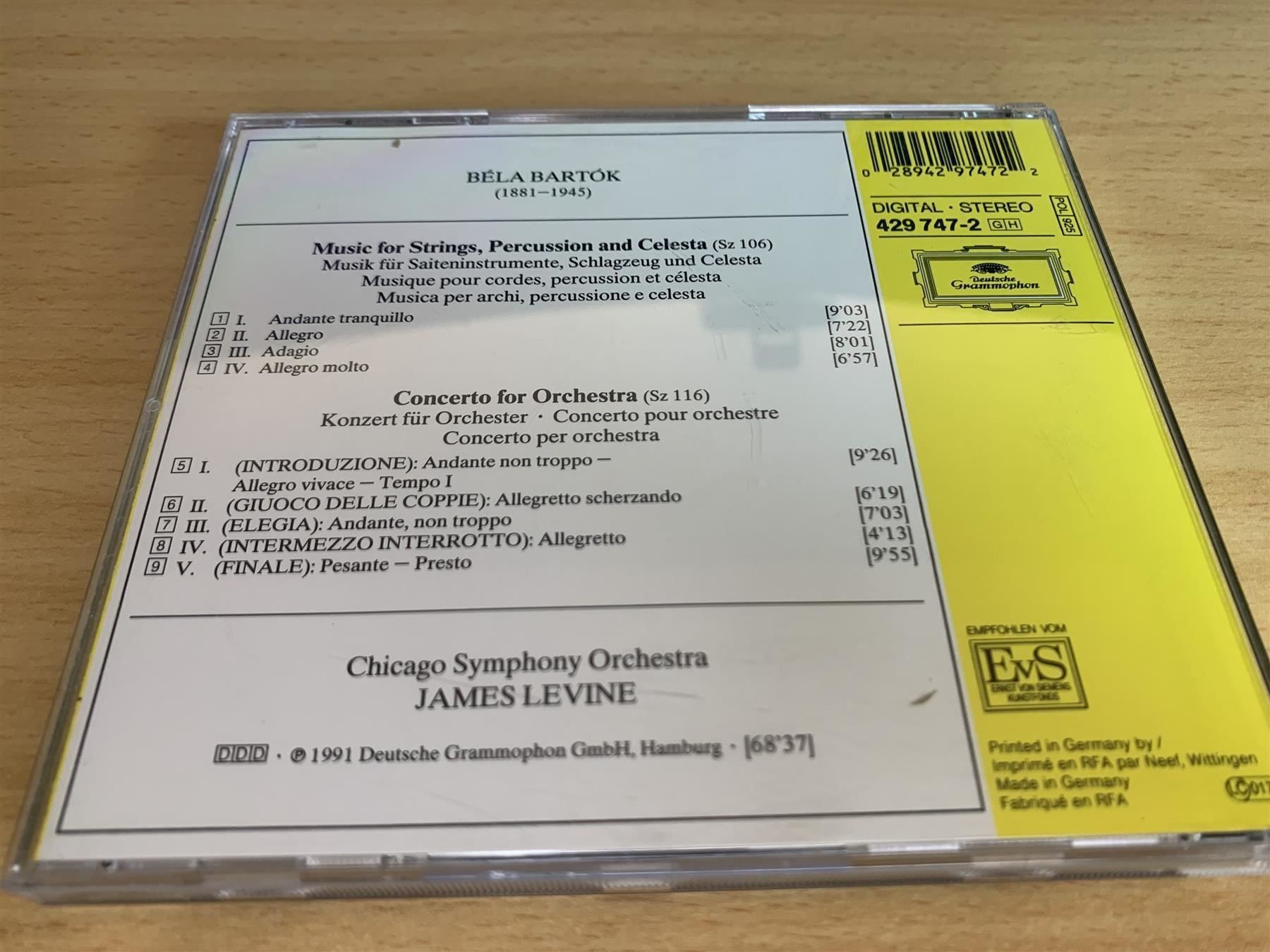 CD: Béla Bartók - Chicago Symphony Orchestra , James Levine – Usato da Rikon im Tösstal venduto da Alpenmutz 1
