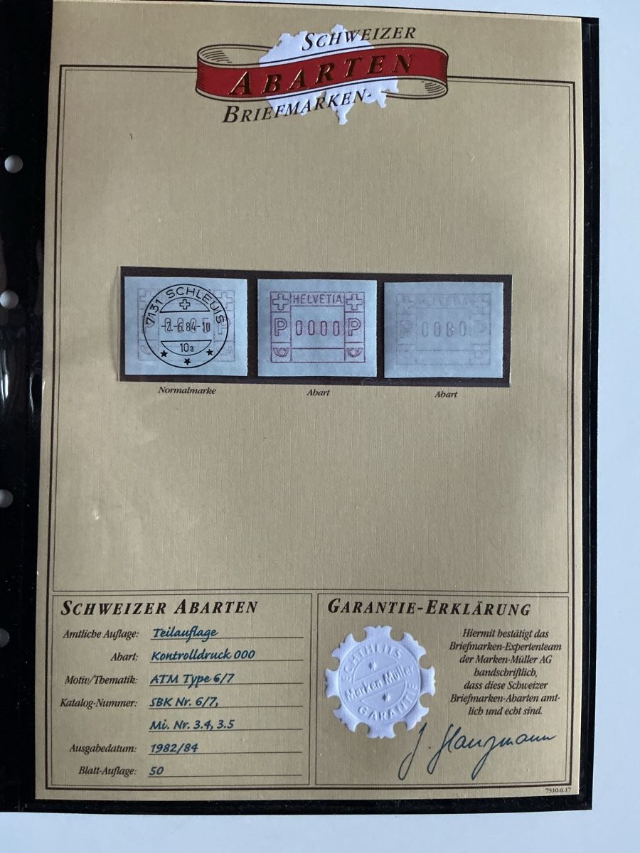 Tutti i francobolli: Schweizer Briefmarken Automatentyp 6-7, 1982/84, Kontrolld. – Nuovo (secondo la descrizione) da Hedingen venduto da Juniswiss