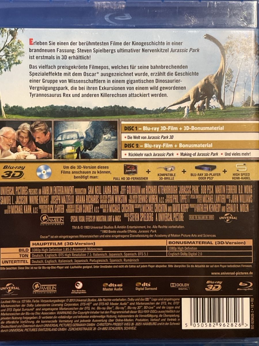 Tutti i DVDs: Jurassic Park  3D  (1993) – Nuovo (secondo la descrizione) da Waldenburg venduto da Gonzo8 1