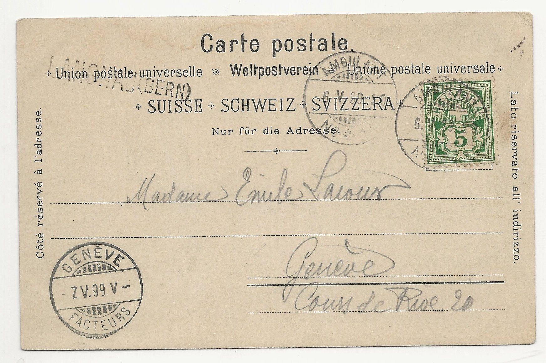 Tutti i francobolli: Stabstempel Langnau (Bern) 1899 9p – Usato da Aarau venduto da fussball-fussball