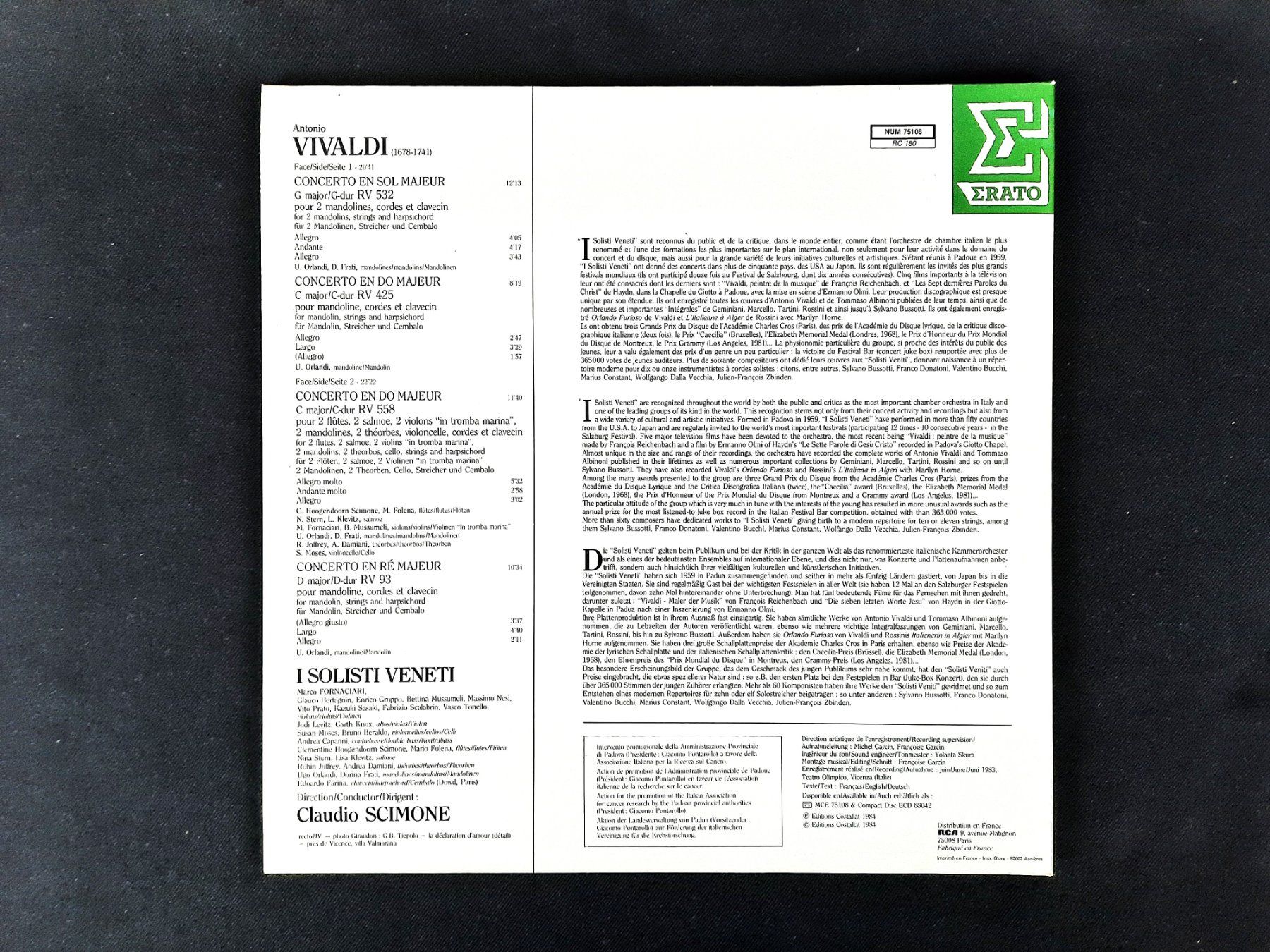 Schallplatten: Vivaldi - Concerti-Per-Mandolini – Gebraucht aus Beinwil am See von Restwert_Beinwil 2