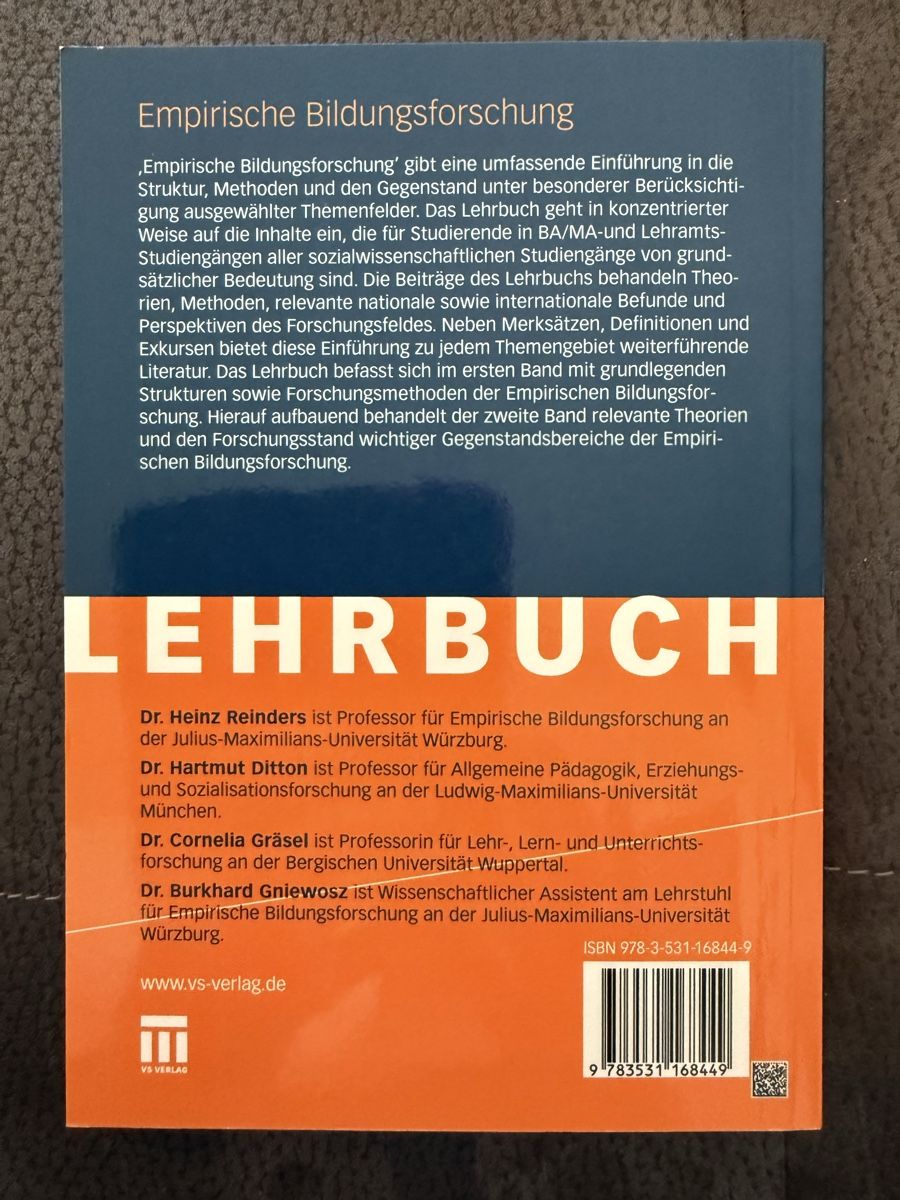 Libri: Lehrbuch: Empirische Bildungsforschung  – Nuovo (secondo la descrizione) da Lyss venduto da chr_p9zd 1