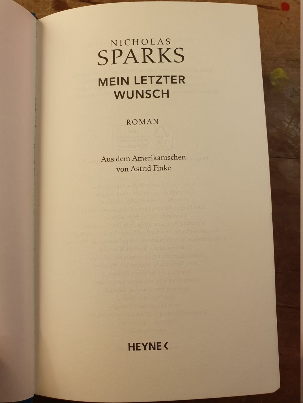 Libri: Mein letzter Wunsch - Nicholas Sparks – Usato da Zürich venduto da loosebone 2