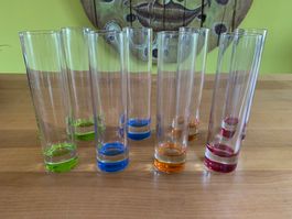 8 Farbige lange schmale Gläser - Longdrink - Design - cool
