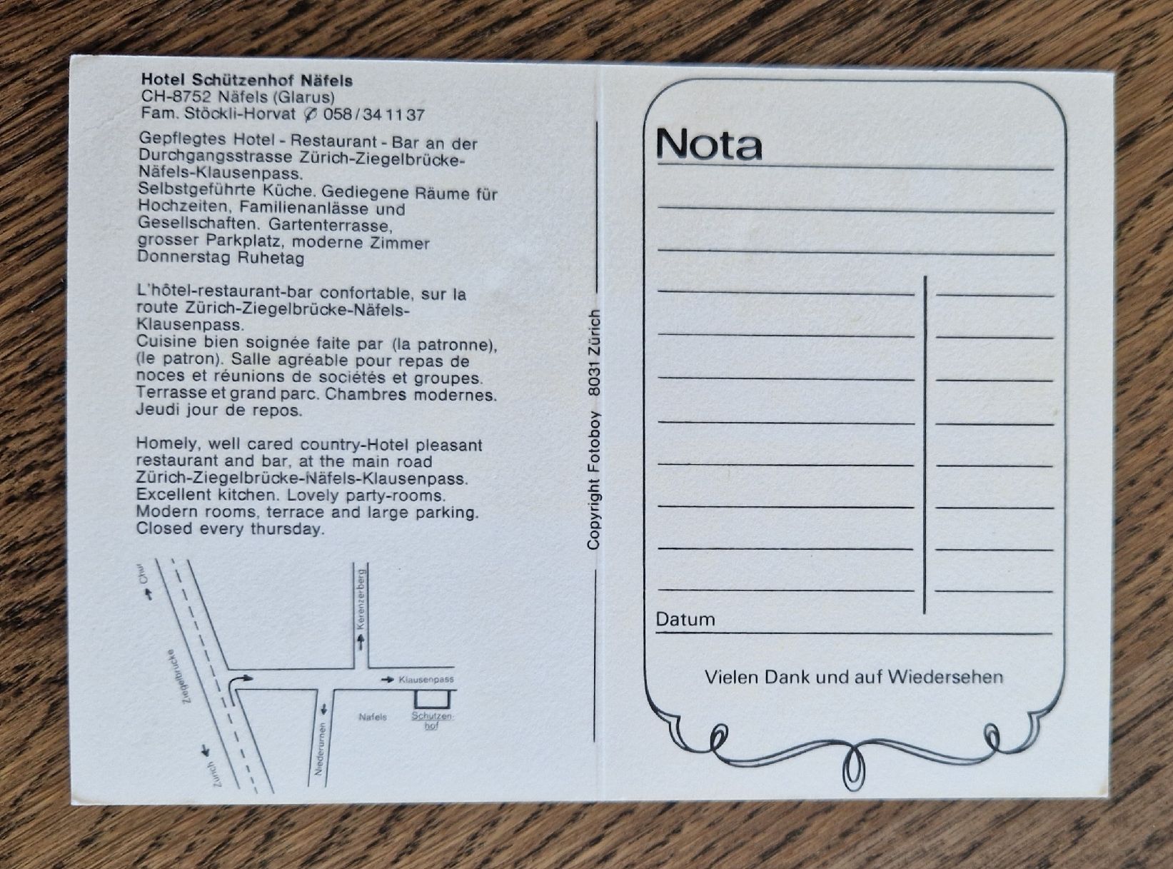 Cartoline postali: Hotel Schützenhof Näfels – Usato da Ebikon venduto da Donar50 1