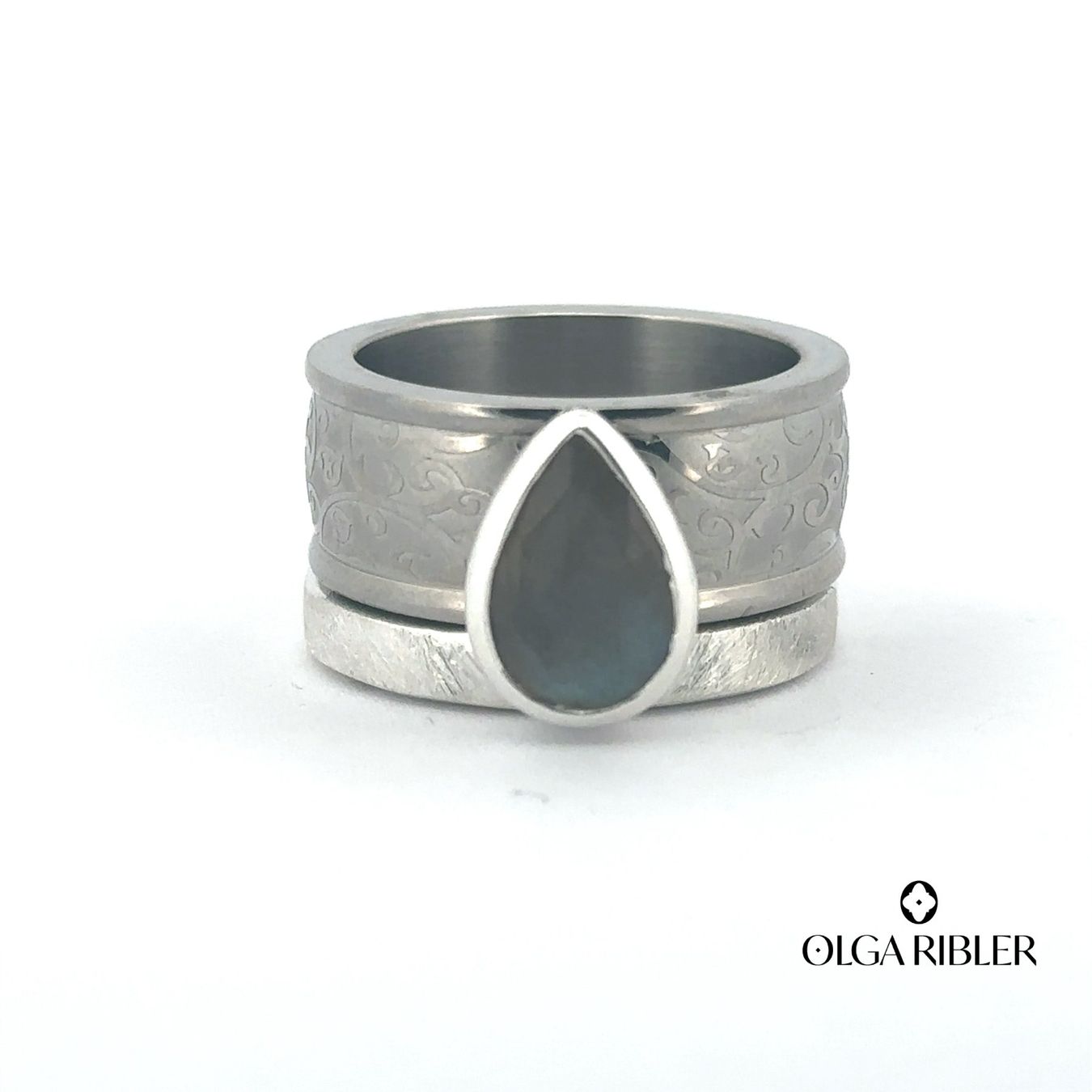 Olga Ribler Anelli: Unikate Silber Ring 925 SET mit Edelstahl Ring Gr 60 – Nuovo (secondo la descrizione) da Luzern venduto da Schmuckoutlet 1