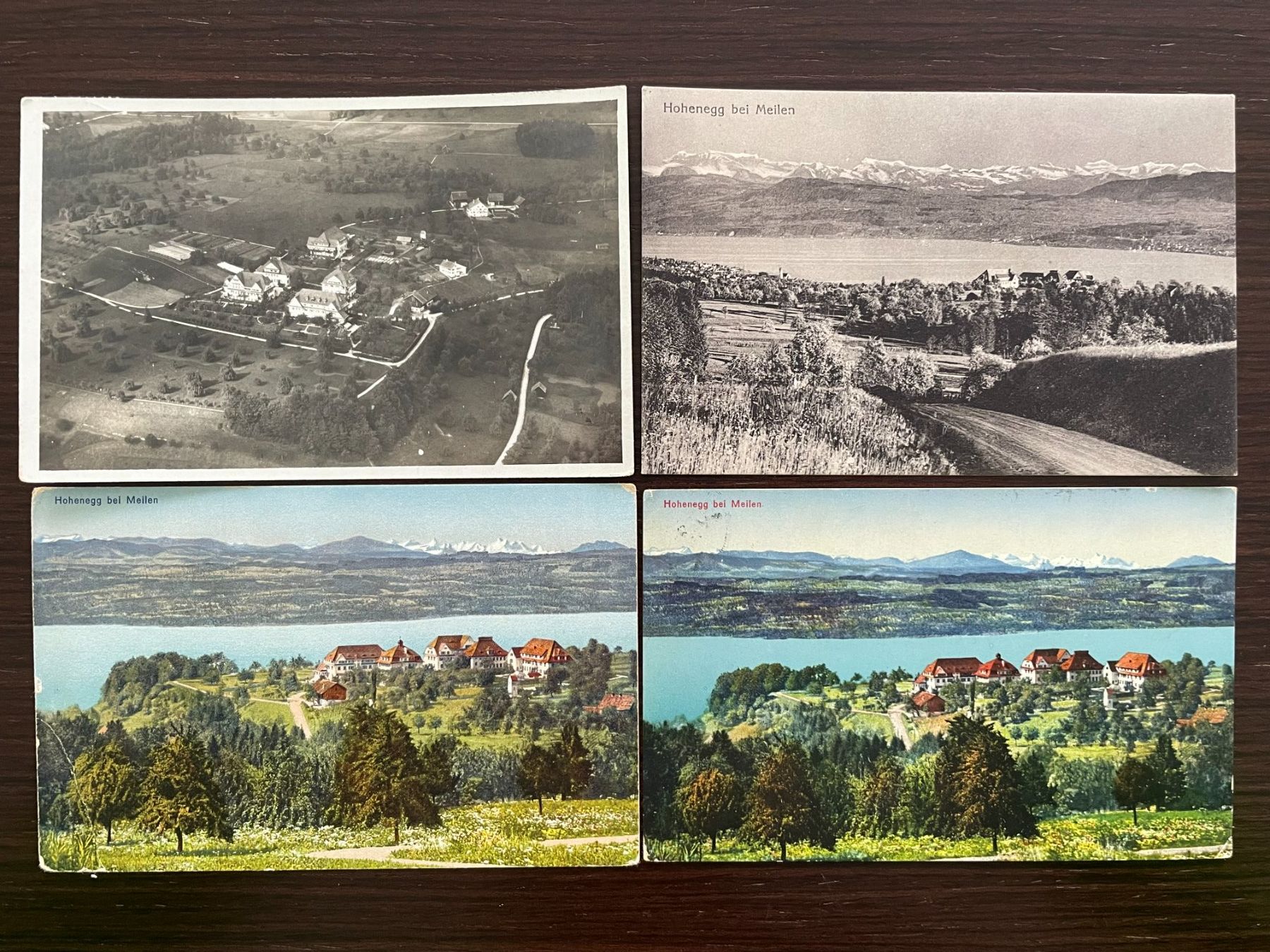 Cartoline postali: MEILEN Hohenegg, 4 Ansichtskarten mit Flieger-Postkarte – Usato da Wald ZH venduto da TLILEF