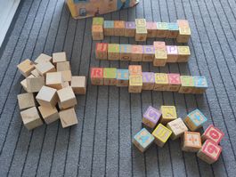 Holzbausteine, Alphabetsteine, Holzklötze, englisch 