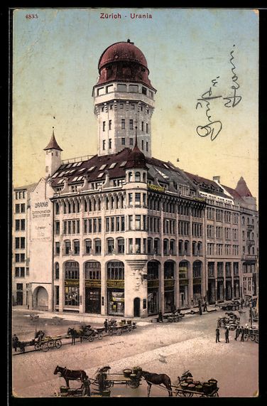 Cartoline postali: AK Zürich, Urania, 1908 – Usato da Berlin venduto da bartko-reher