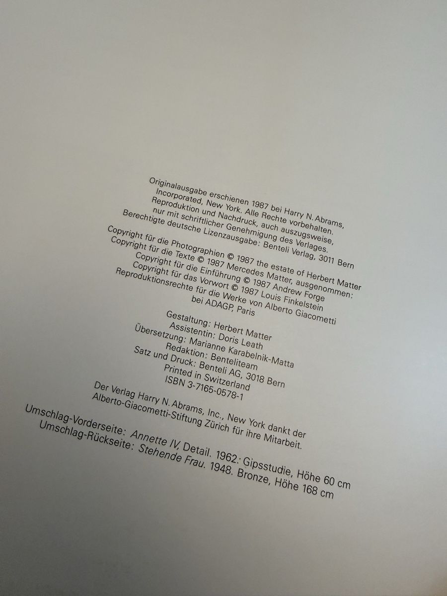 Libri: Giacometti, Matter, Benteli, 1987, Grossformat  – Usato da Zürich venduto da Carrington 8