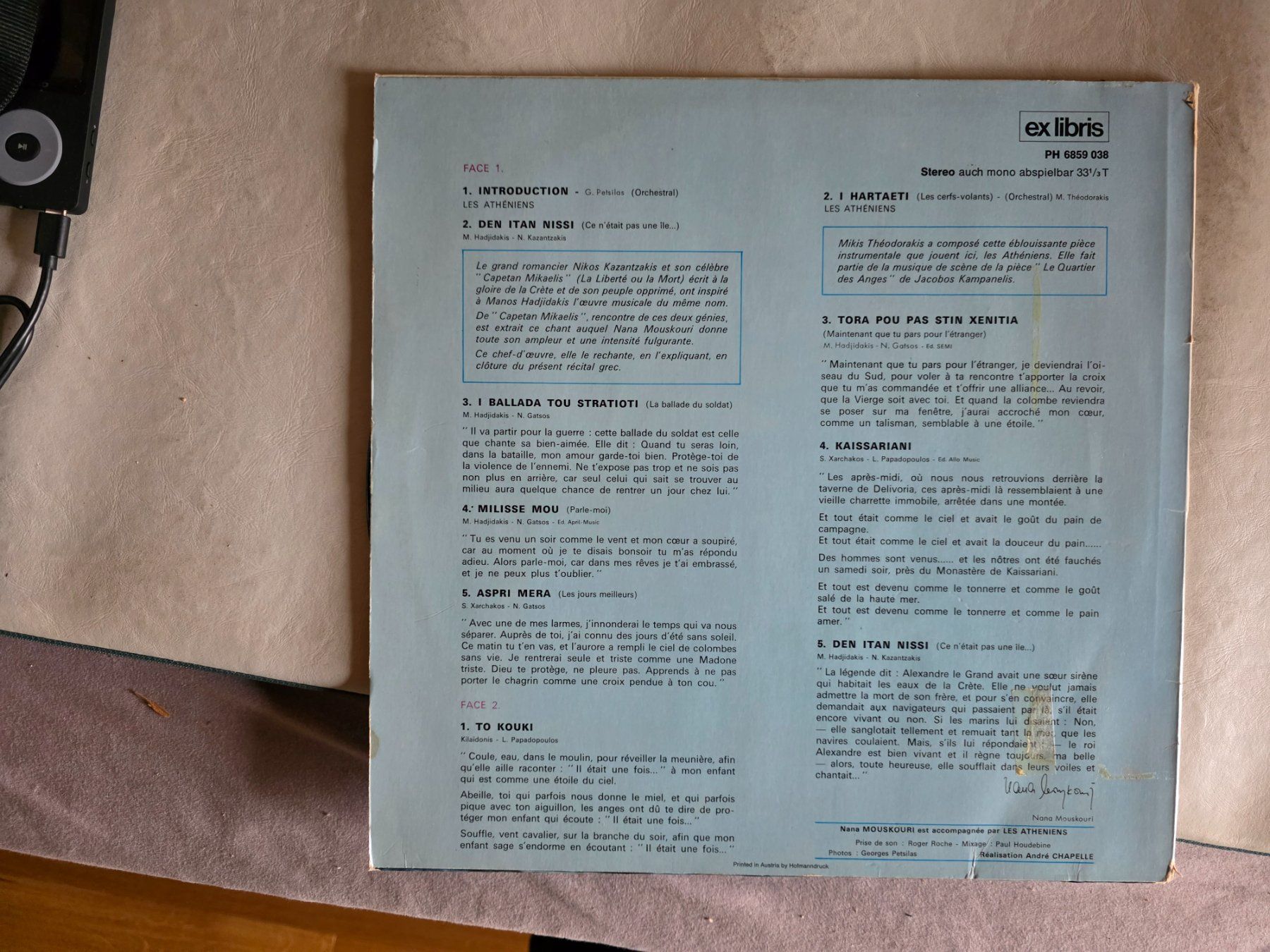 Dischi in vinile: LP : Nana Mouskouri - chante la Grèce -1972 – Usato da Walterswil BE venduto da Lonitti 2