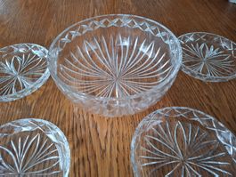 Set von 4 Schalen und 1 Schüssel aus Kristallglas, Vintage