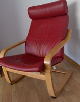 Bequemer roter Ikea Sessel mit Holzgestell in Brig abholen.