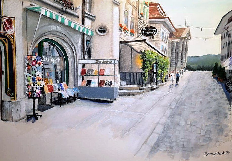 Dipinti: Orig.Aq.Bild "Hotelgasse Bern" Signiert. – Nuovo e nell'imballaggio originale da Ostermundigen venduto da LorisHome 1