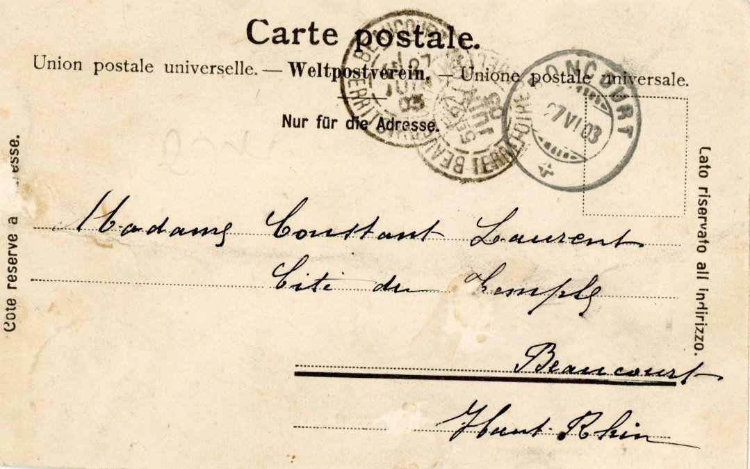 Cartoline postali: Boncourt  JU       en 1903 – Usato da Brig venduto da Valcards54 1
