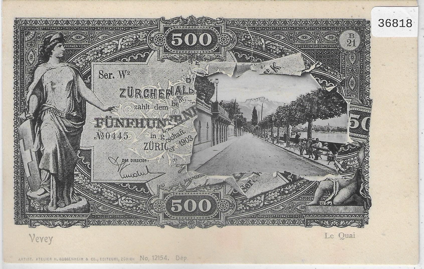 Ansichtskarten: Vevey - Le Quai - Banknote – Gebraucht aus Ettingen von Kartenplanet