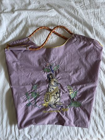 Ball and Chain Tragtasche/ Beutel lila bestickt