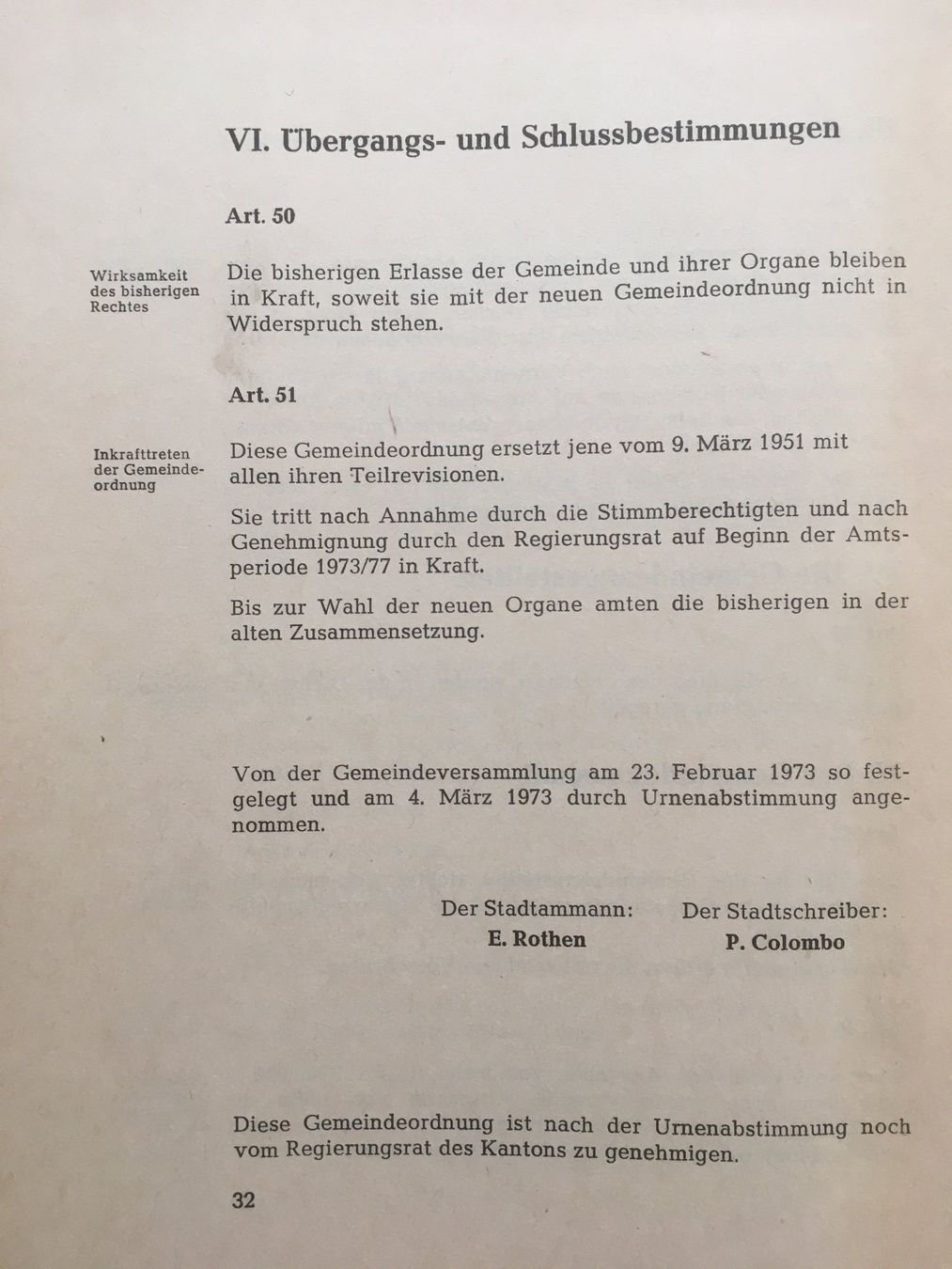 Libri: Totalrevision Gemeindeordnung Stadt Grenchen (1973) – Usato da Grenchen venduto da Kogi7 6