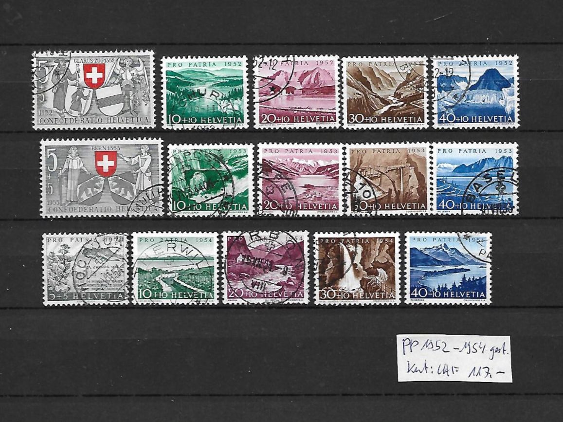 Tutti i francobolli: PP 1952 - 1954 gest. Kat: CHF 117.- – Usato da Basel venduto da Ilp