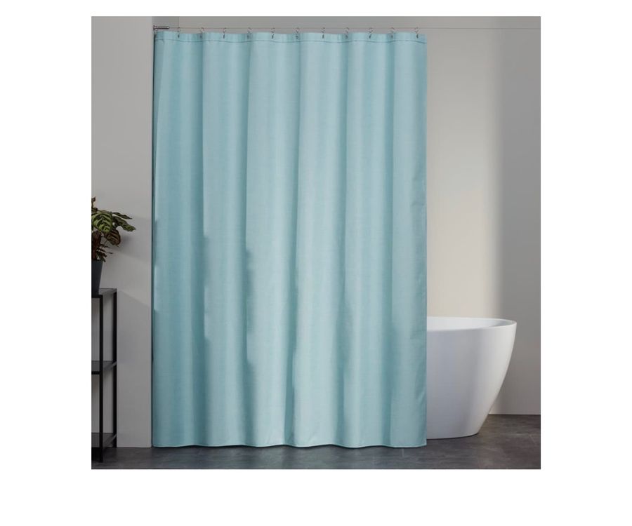 IKEA shower curtain, light blue + rings set Kaufen auf Ricardo