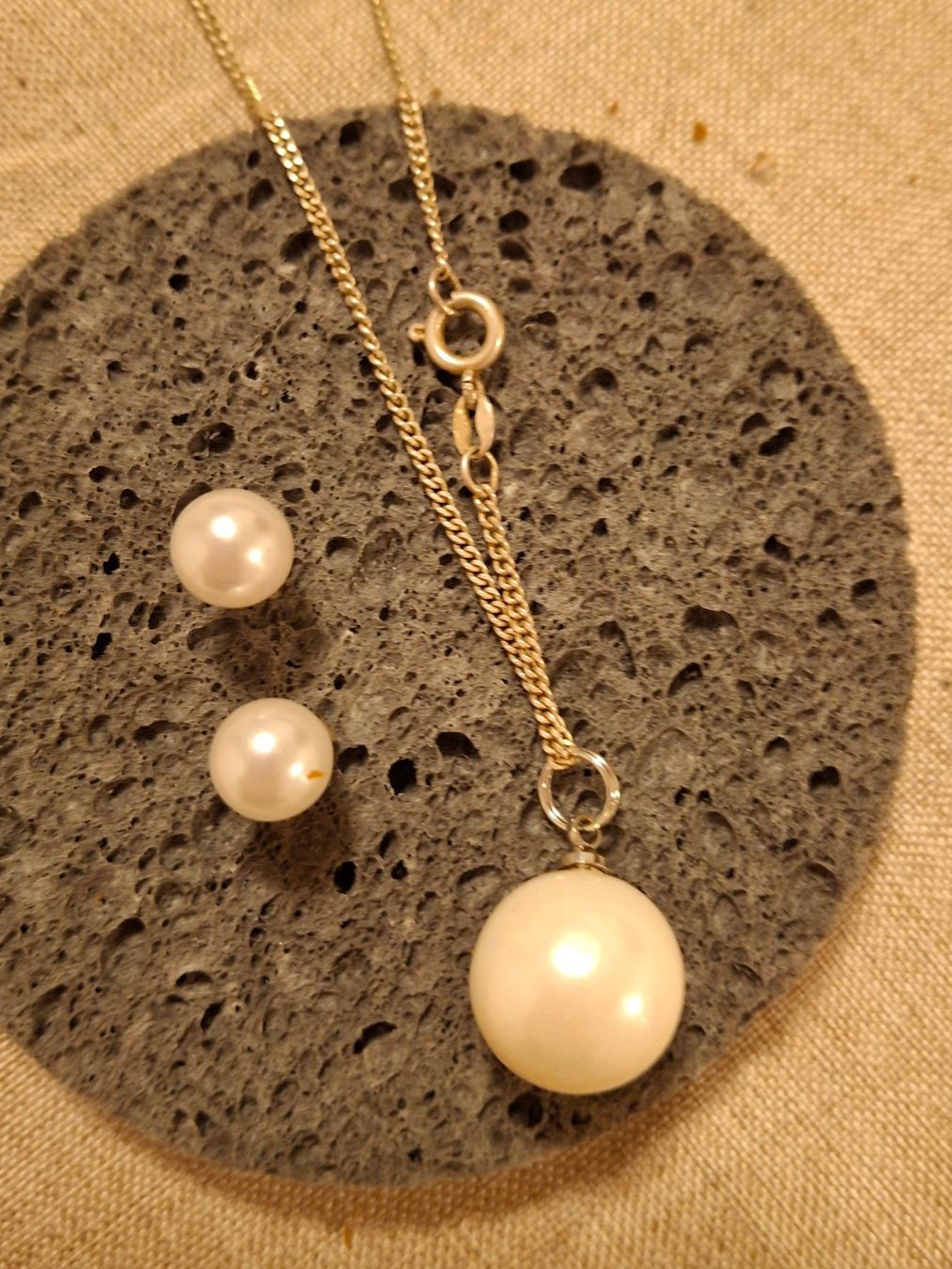 Sonstiger Schmuck: Set Silber 925 Halskette mit Perle, inkl Perlen-Ohrstecker – Gebraucht aus Münchenbuchsee von babilibern 3