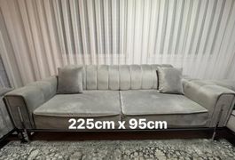 3x Sofas hellgrau Samt, sehr guter Zustand