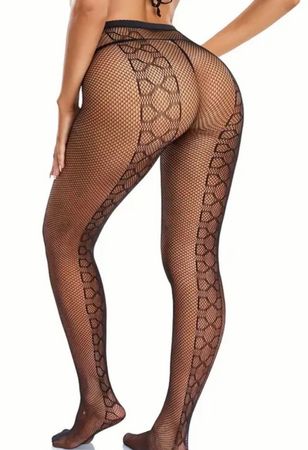 Collant fantasia rete con inserti neri, taglia unica 🖤