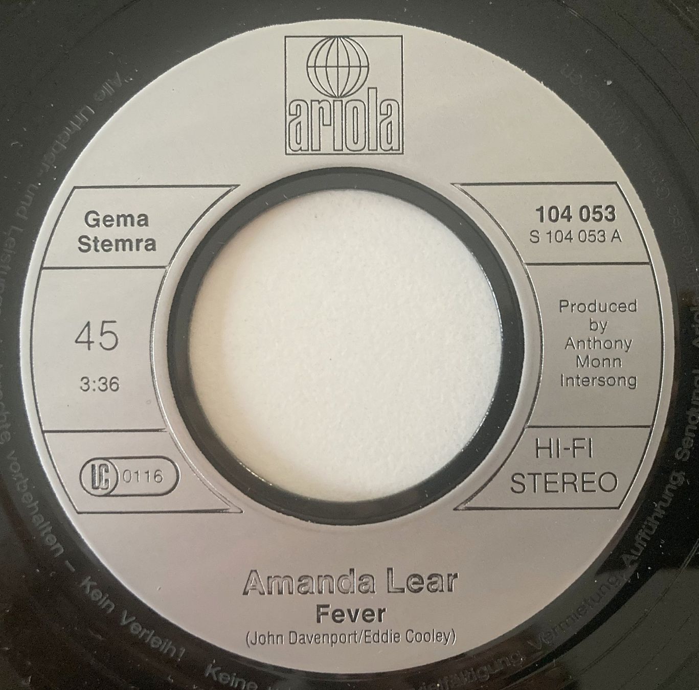 Schallplatten: AMANDA LEAR - FEVER – Gebraucht aus Bottens von hotter-than-hell 2